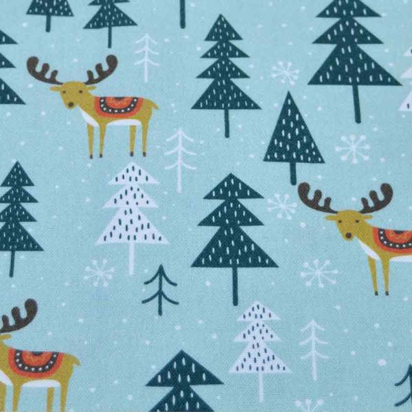 Dekodruck Winterwald und Elche auf Mint
